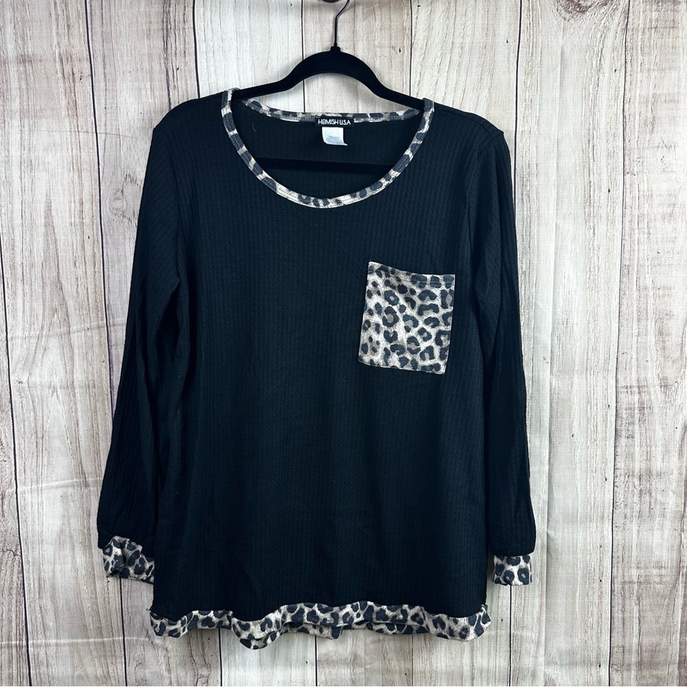 HEIMISH USA Black Top with Leopard Accents